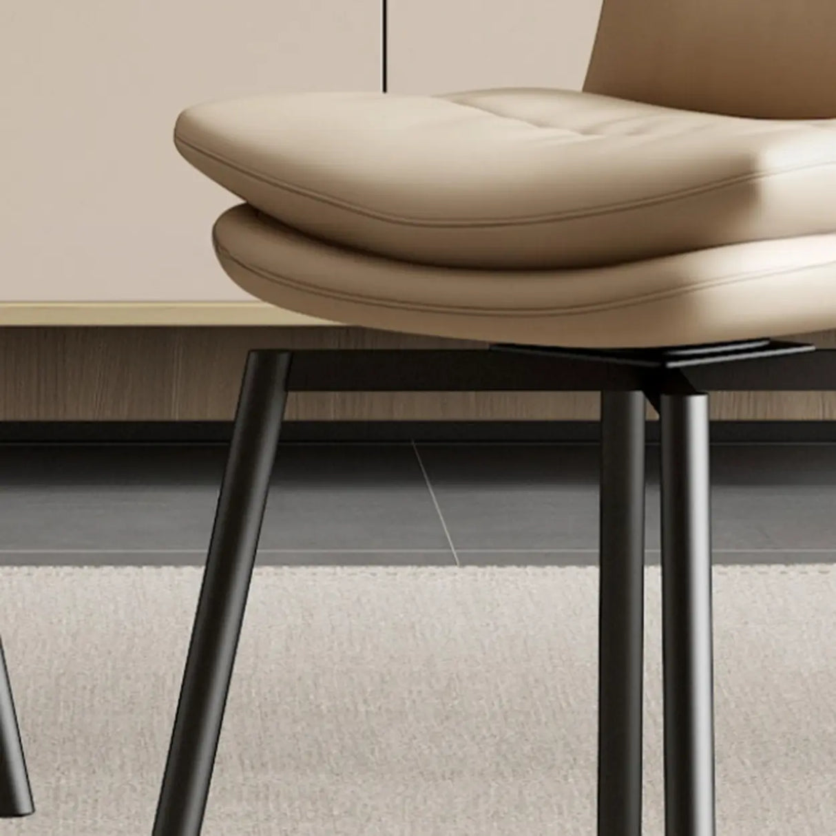 Modern Leather Padded Swivel Upholstered Dining Chair Image - 15