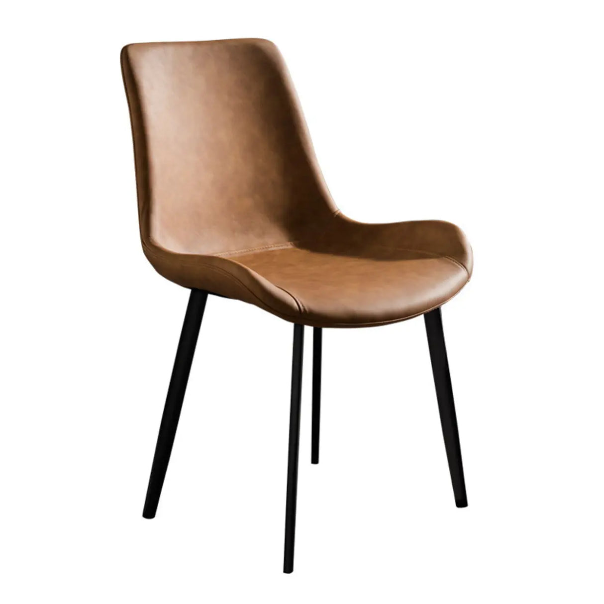 Modern Leather Parsons Dining Chair with Metal Legs Image - 5