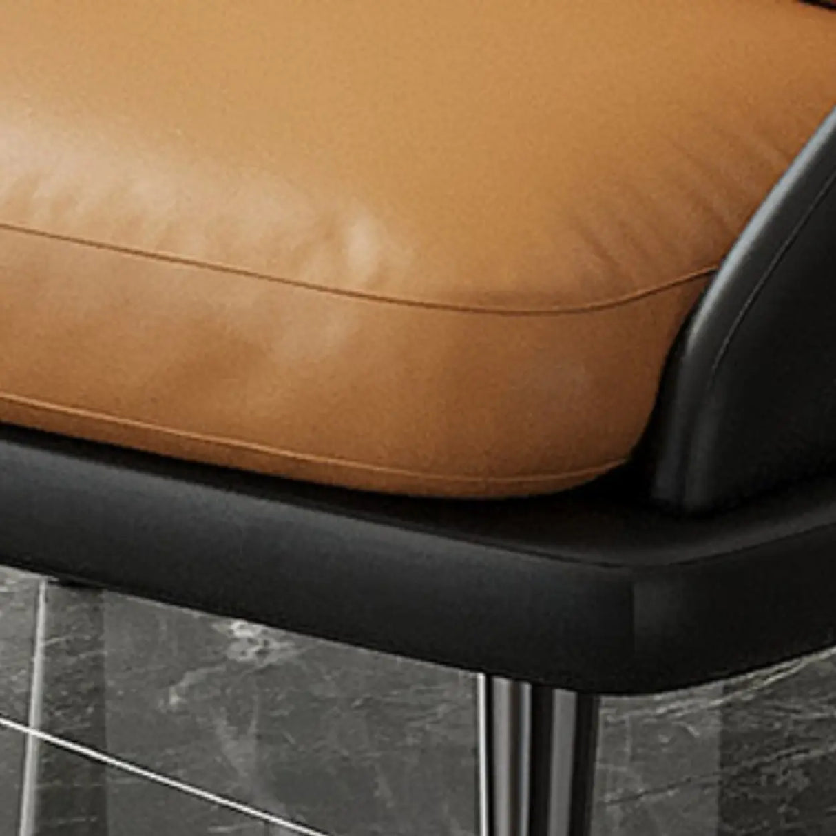 Modern Leather Removable Cushions Black Accent Chair Image - 12