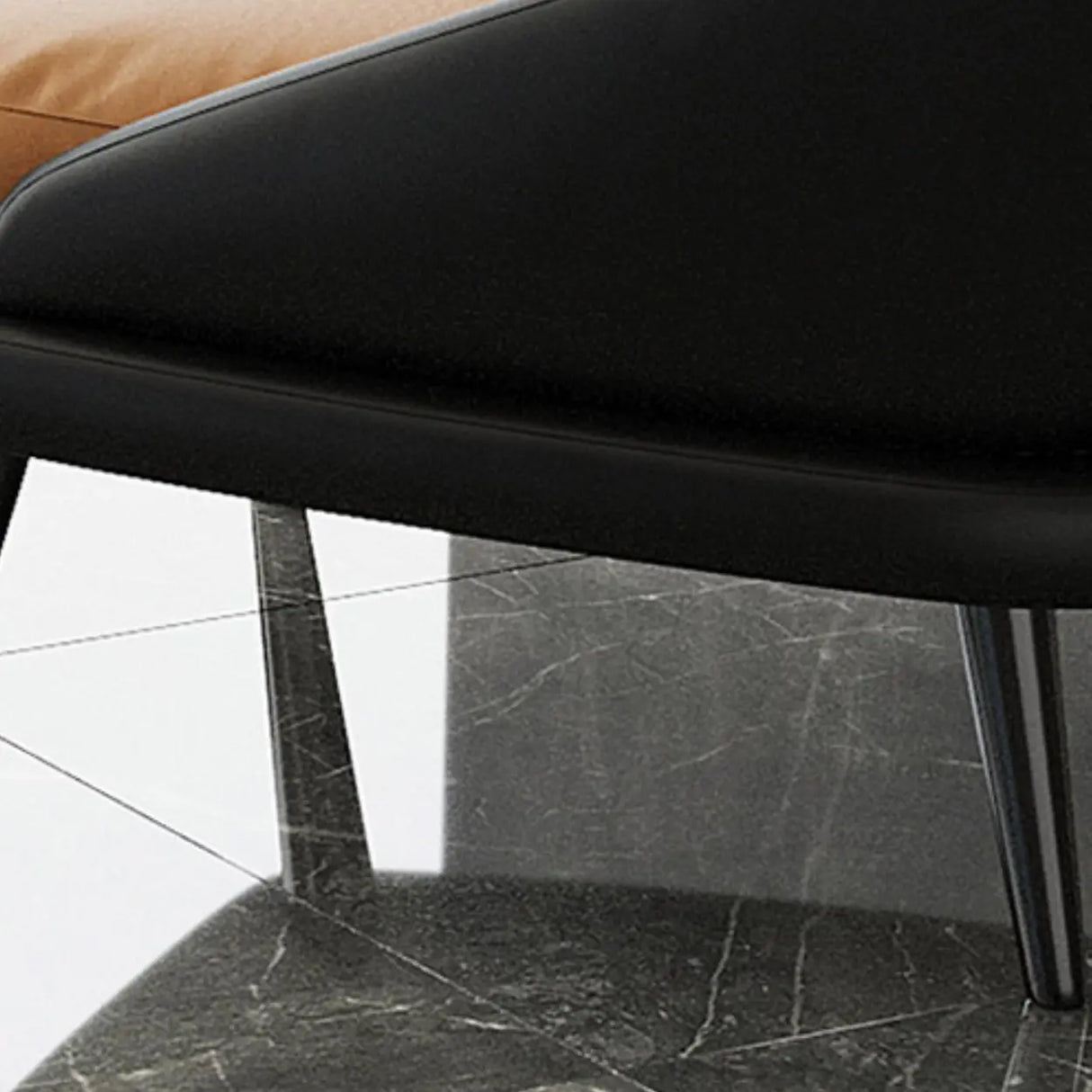 Modern Leather Removable Cushions Black Accent Chair Image - 13