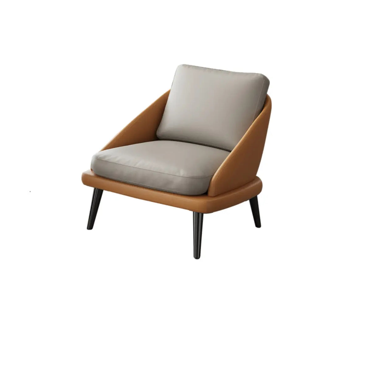 Modern Leather Removable Cushions Black Accent Chair Image - 2