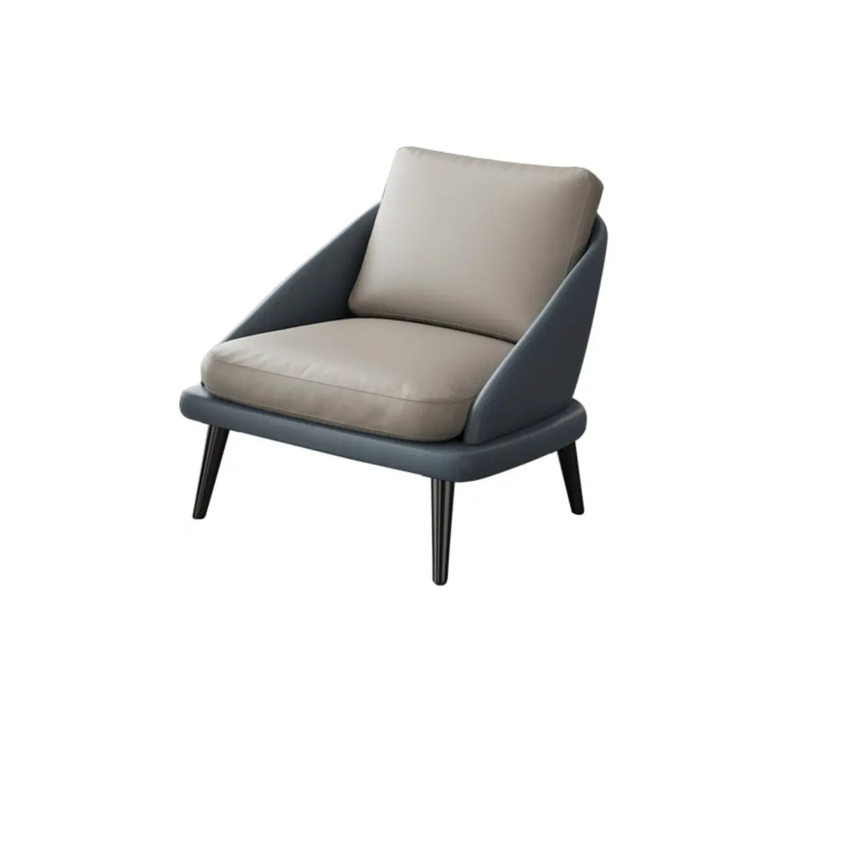 Modern Leather Removable Cushions Black Accent Chair Image - 3