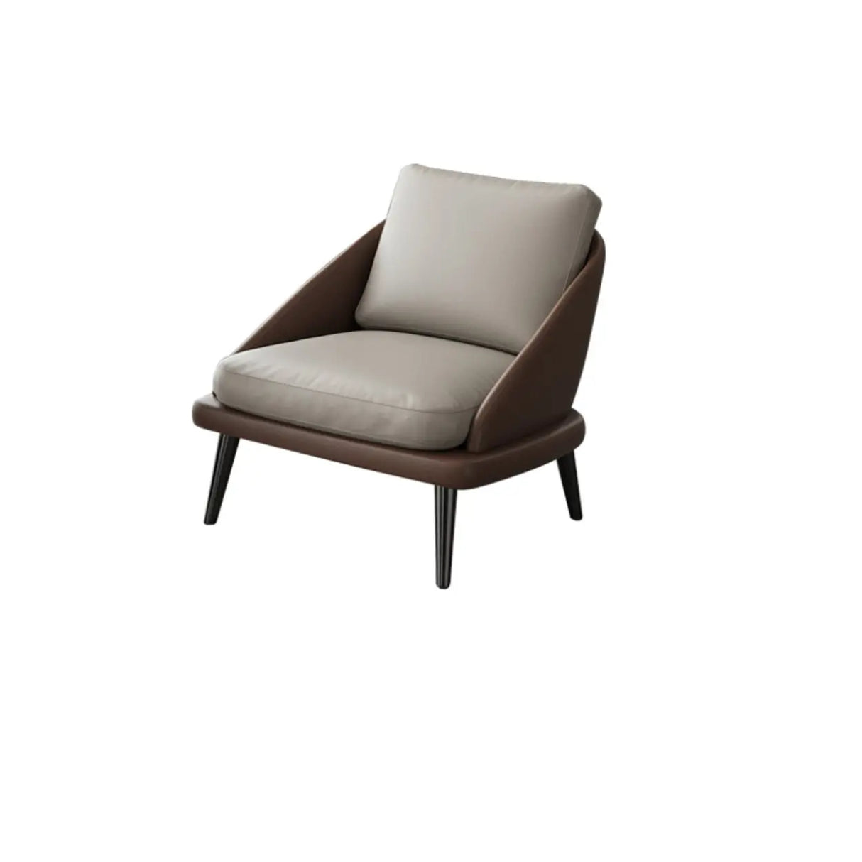 Modern Leather Removable Cushions Black Accent Chair Image - 5