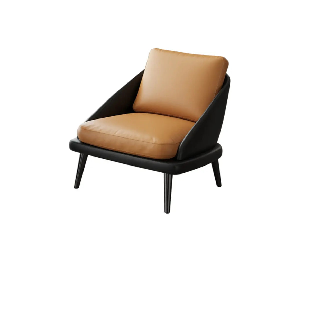 Modern Leather Removable Cushions Black Accent Chair Image - 7