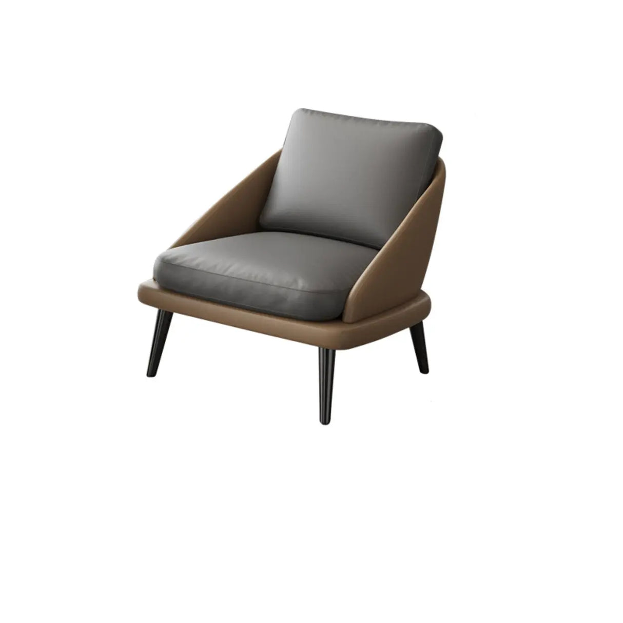 Modern Leather Removable Cushions Black Accent Chair Image - 9