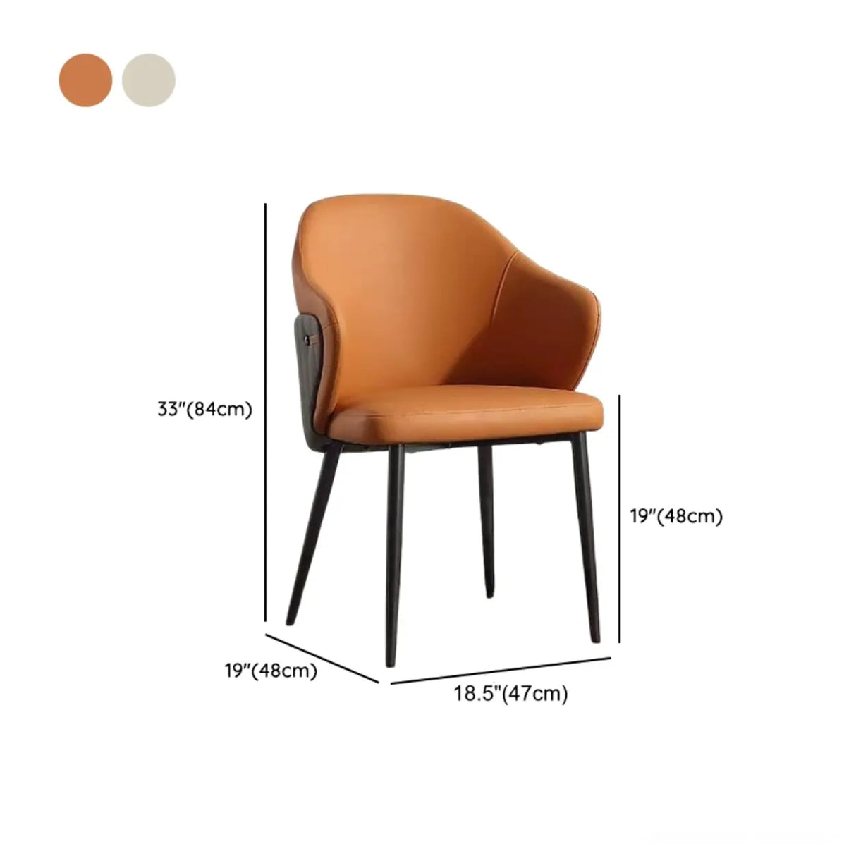 Modern Leather Solid Back Upholstered Dining Chair