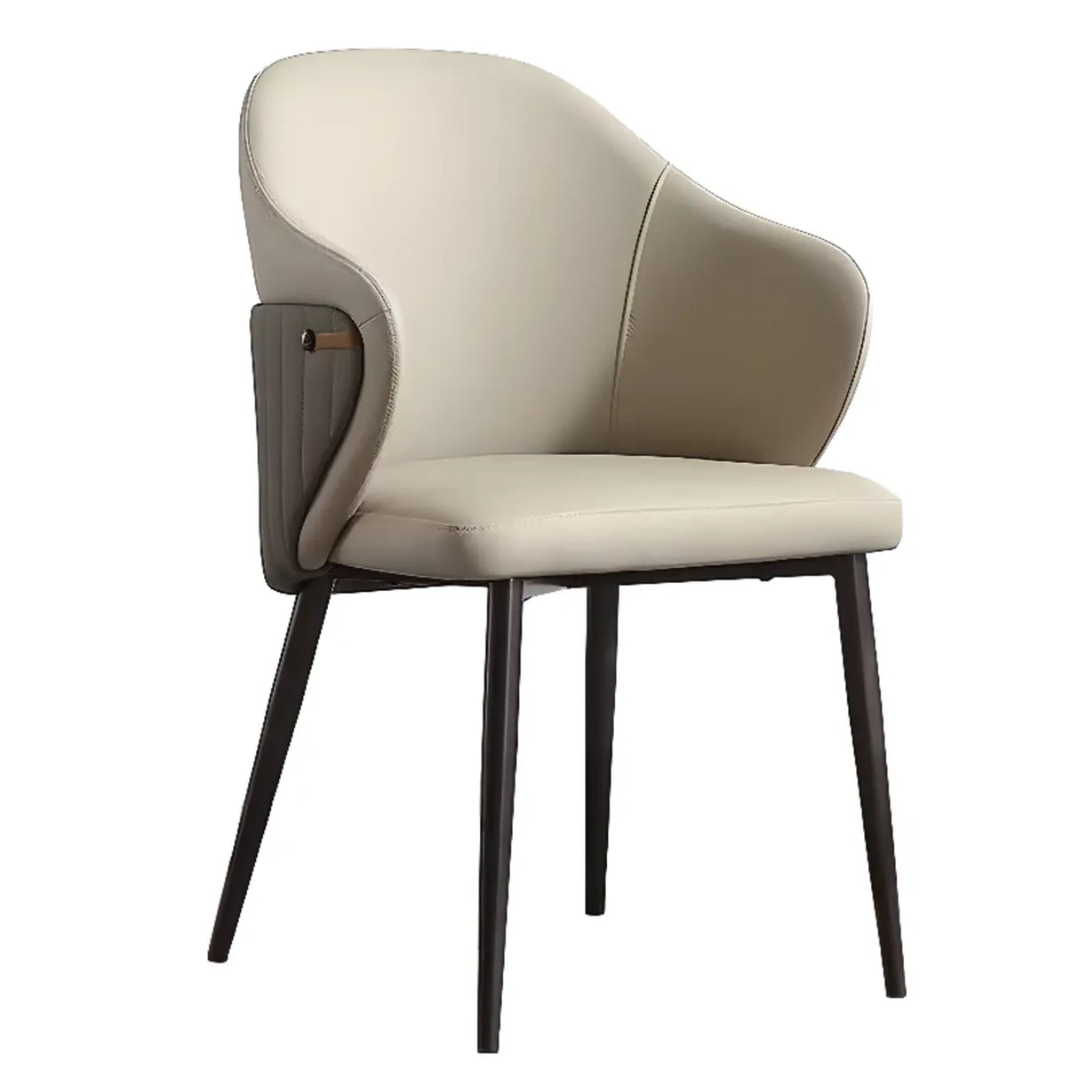 Modern Leather Solid Back Upholstered Dining Chair Image - 5