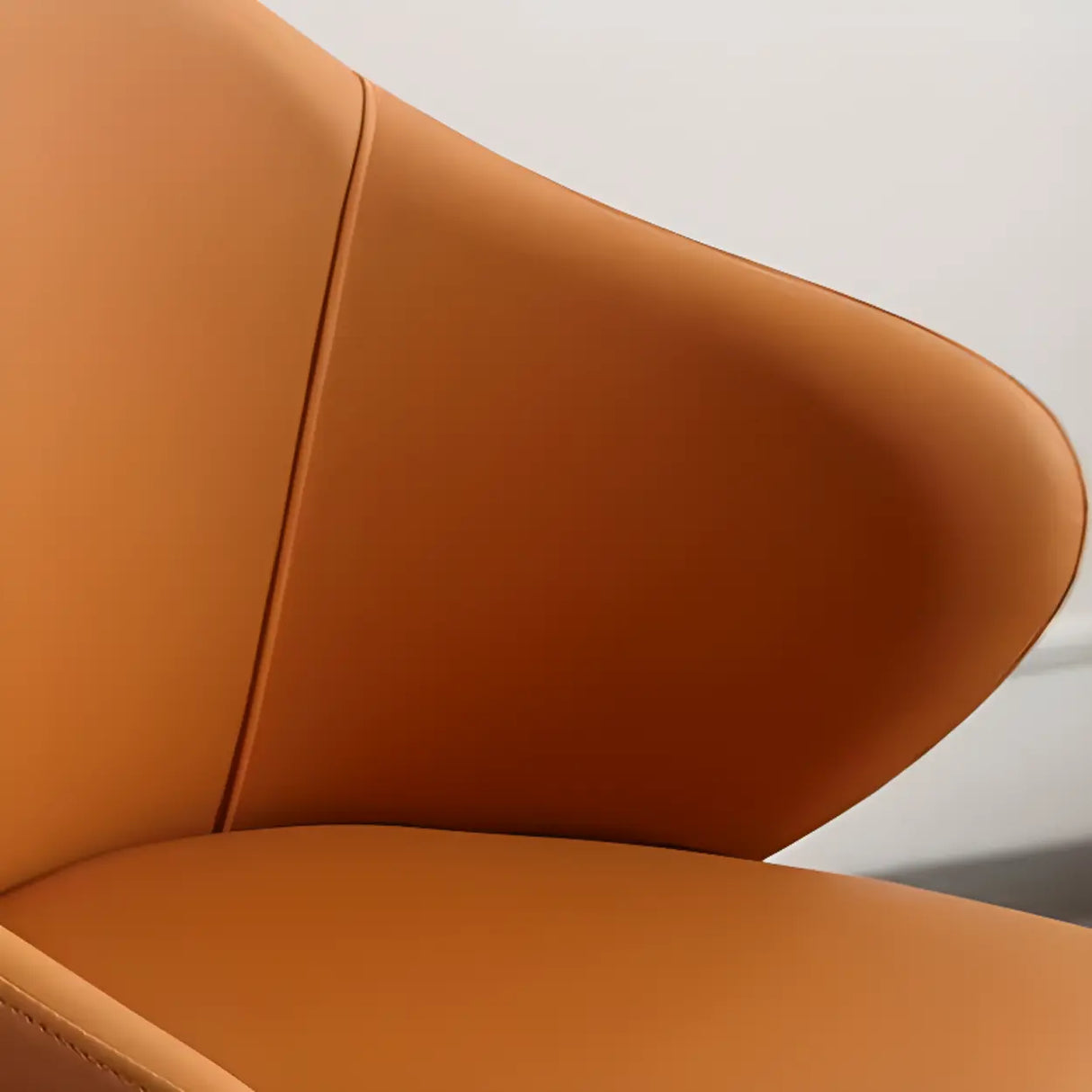 Modern Leather Solid Back Upholstered Dining Chair Image - 6