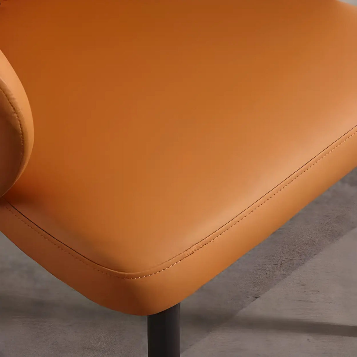 Modern Leather Solid Back Upholstered Dining Chair Image - 8