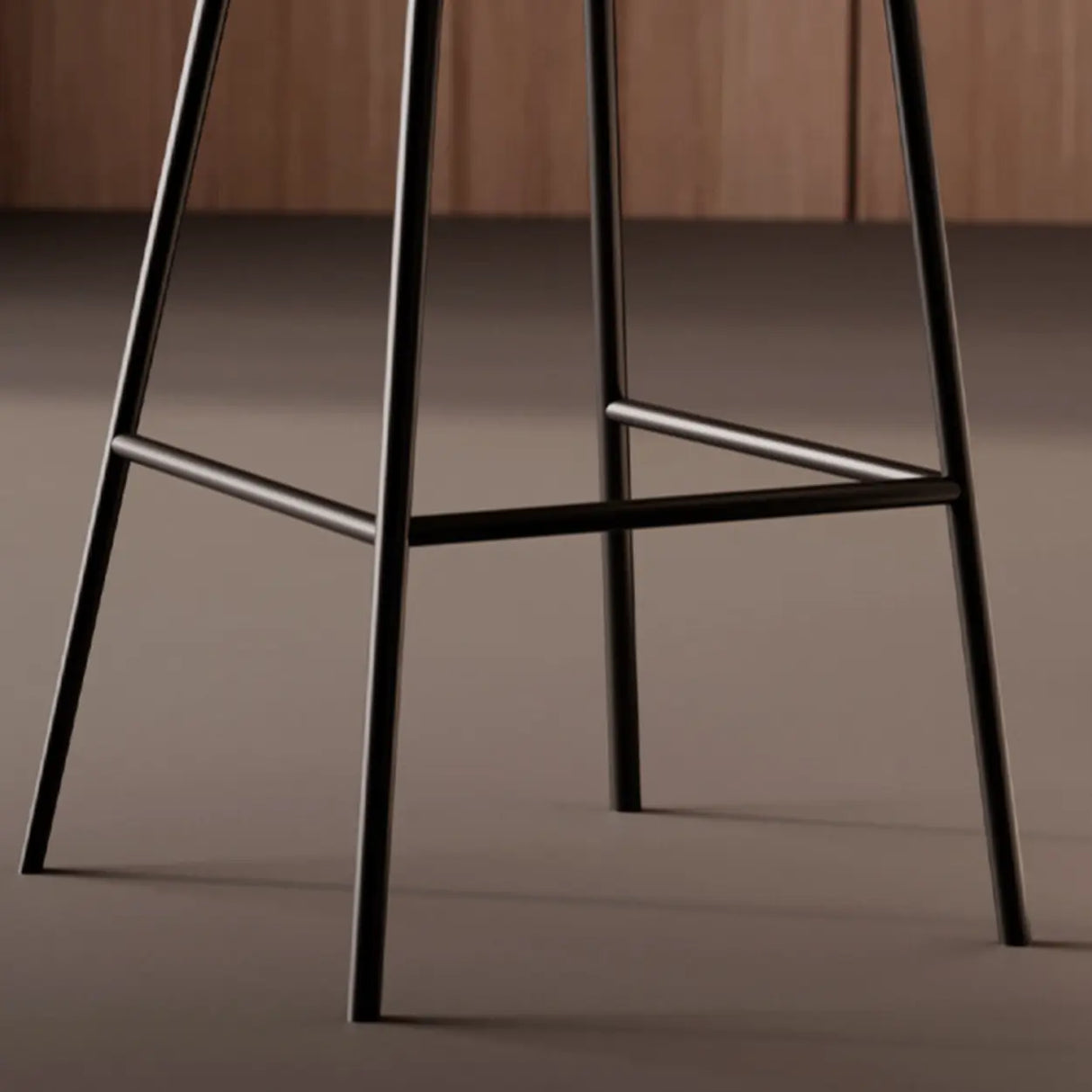 Modern Leather Upholstered Arm Footrest Bar Stool with Back Image - 12