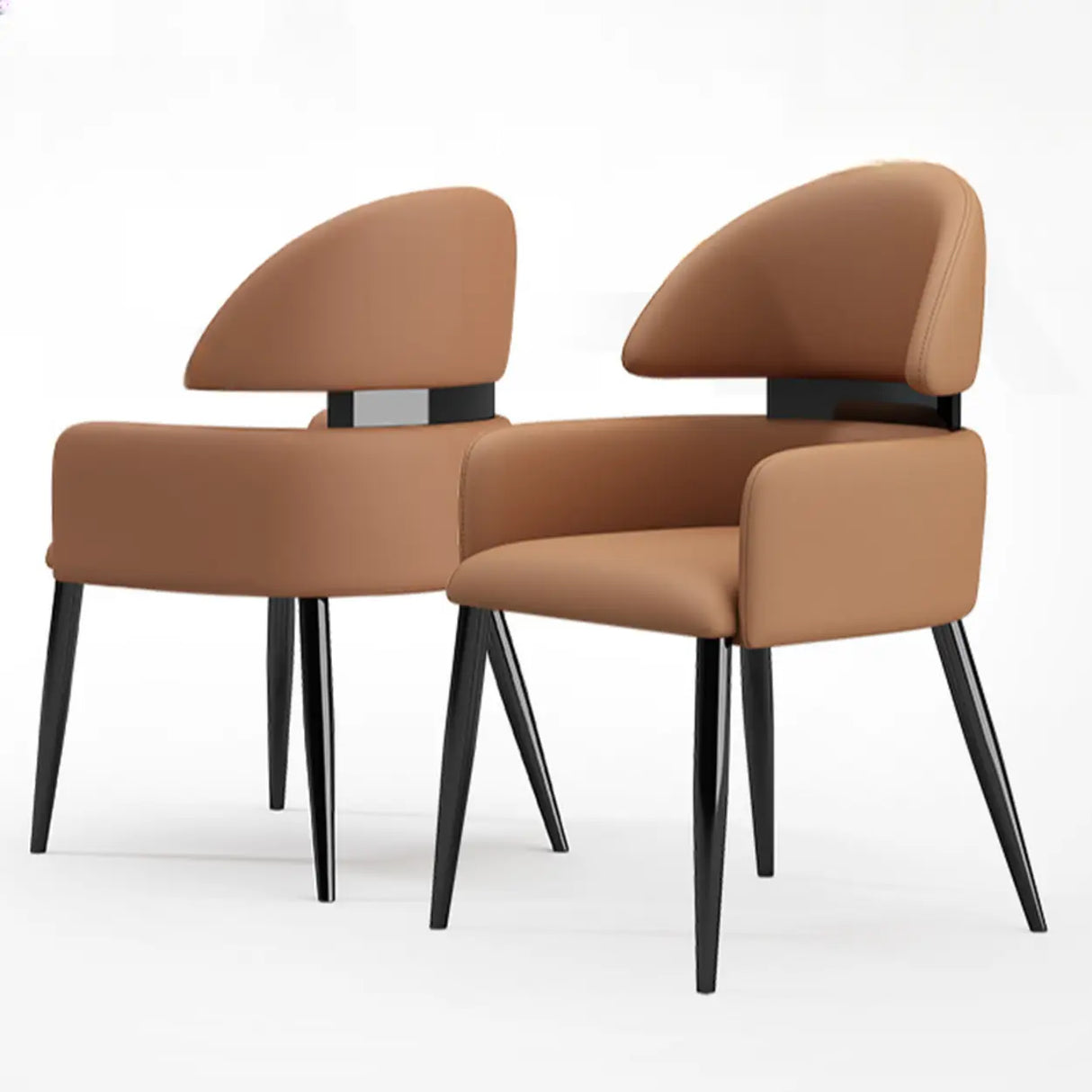 Modern Leather Upholstered Dining Chairs With Arms Image - 6