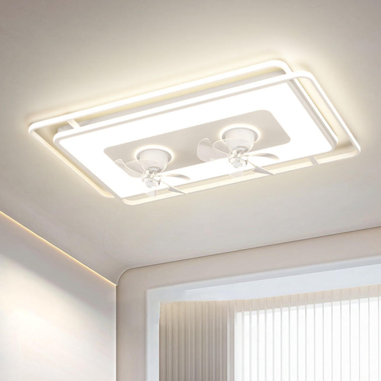 Modern LED Remote Control 2 Blade Ceiling Fan Light Image - 12