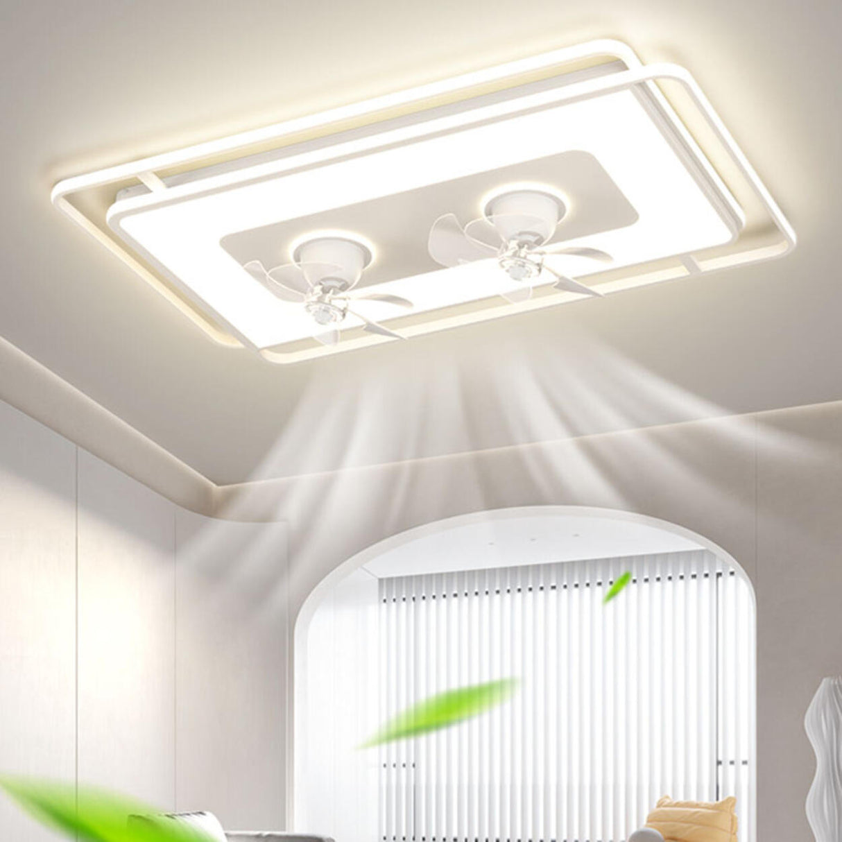 Modern LED Remote Control 2 Blade Ceiling Fan Light Image - 13