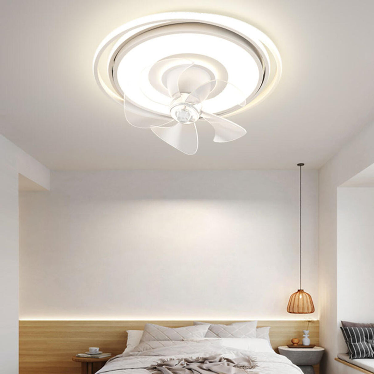 Modern LED Remote Control 2 Blade Ceiling Fan Light Image - 3