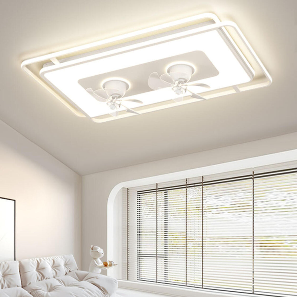 Modern LED Remote Control 2 Blade Ceiling Fan Light Image - 4