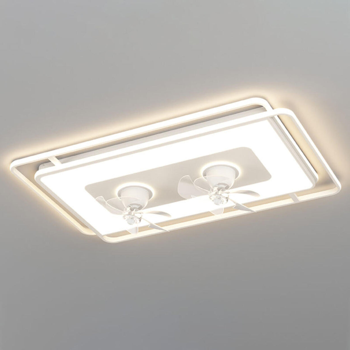 Modern LED Remote Control 2 Blade Ceiling Fan Light Image - 8