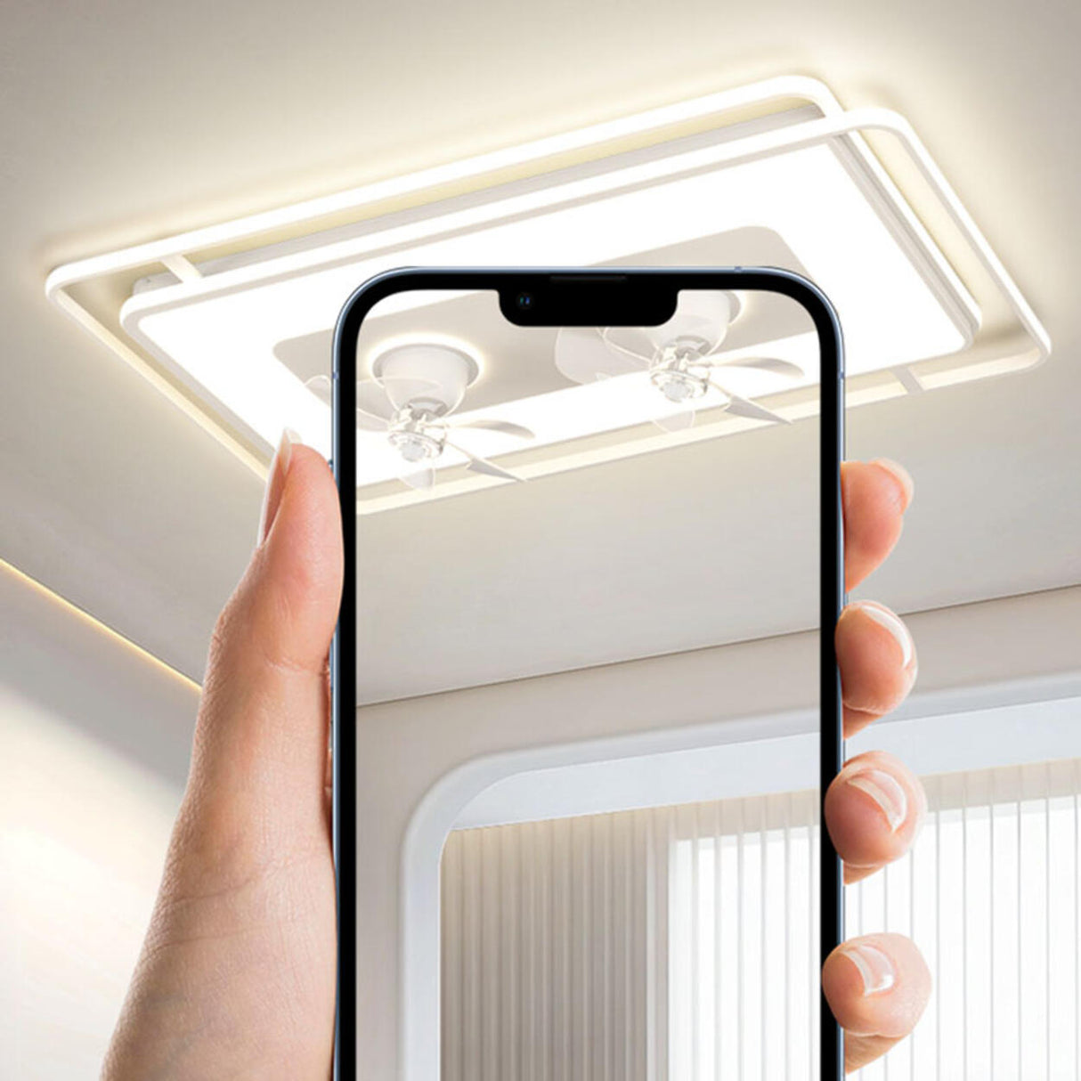 Modern LED Remote Control 2 Blade Ceiling Fan Light Image - 9