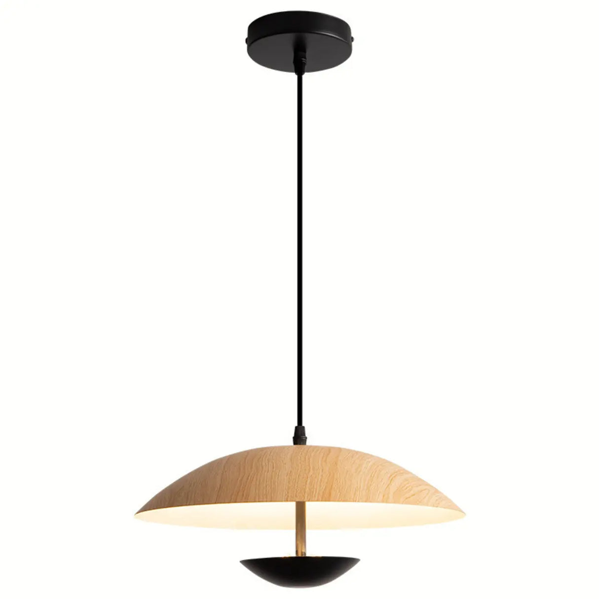 Modern Led String Pendant Light Wood and Black Image - 10
