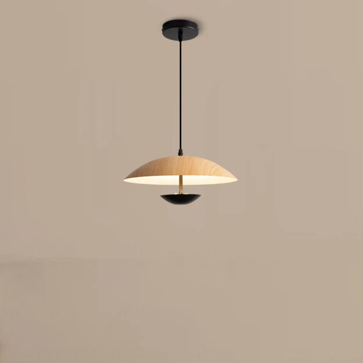 Modern Led String Pendant Light Wood and Black Image - 3