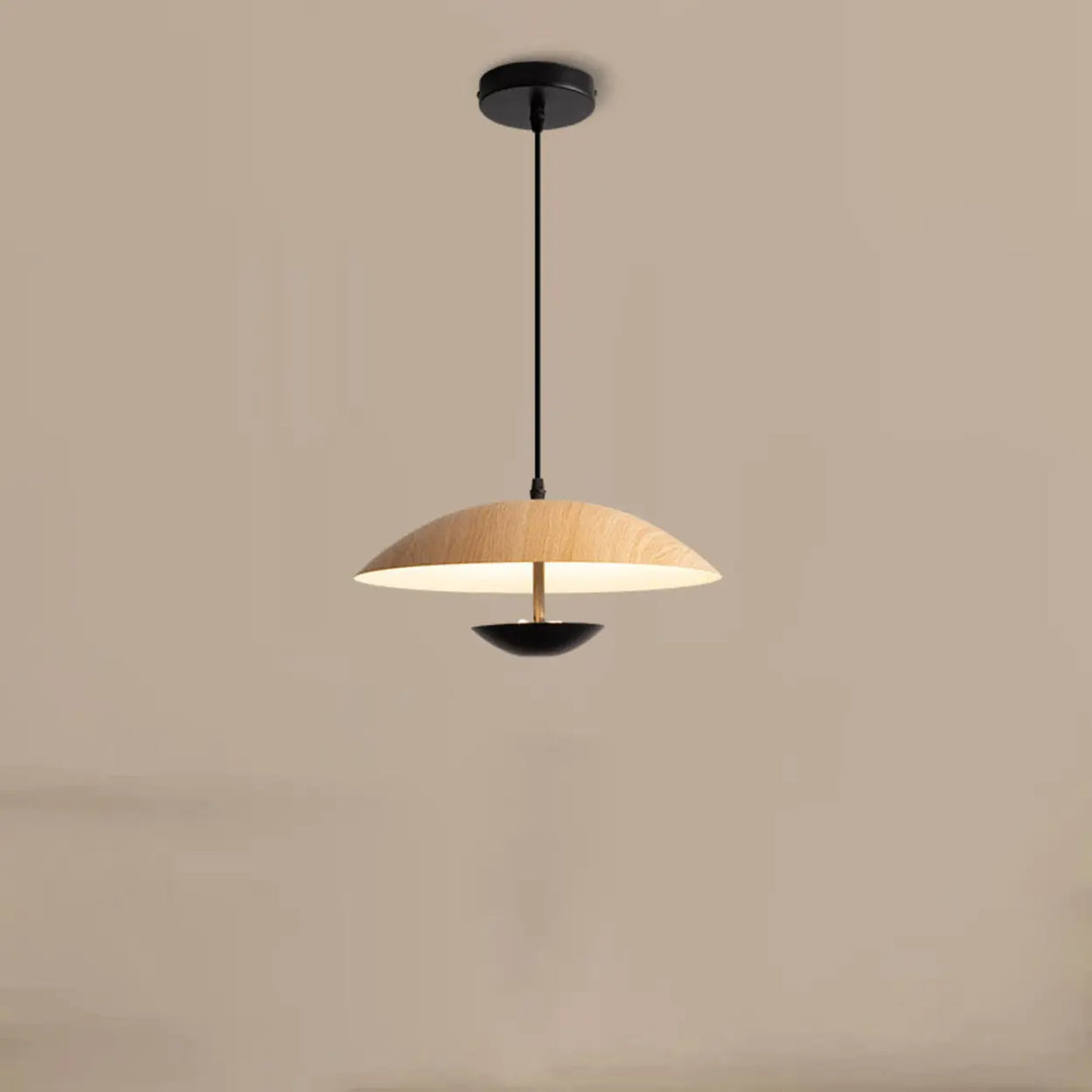 Modern Led String Pendant Light Wood and Black Image - 5