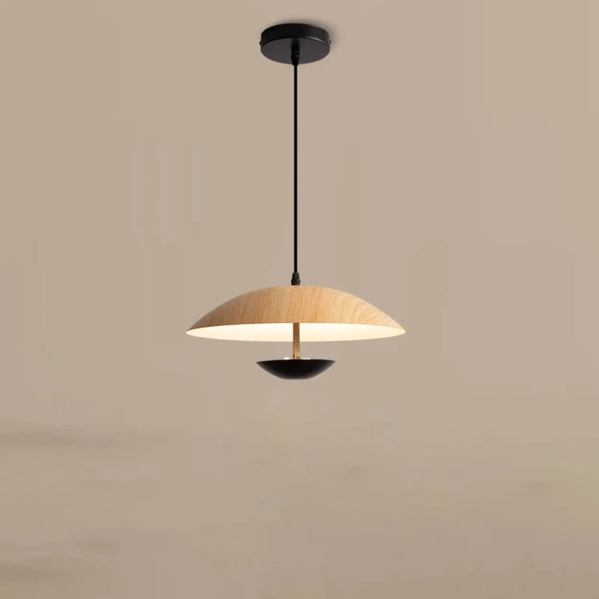 Modern Led String Pendant Light Wood and Black Image - 6