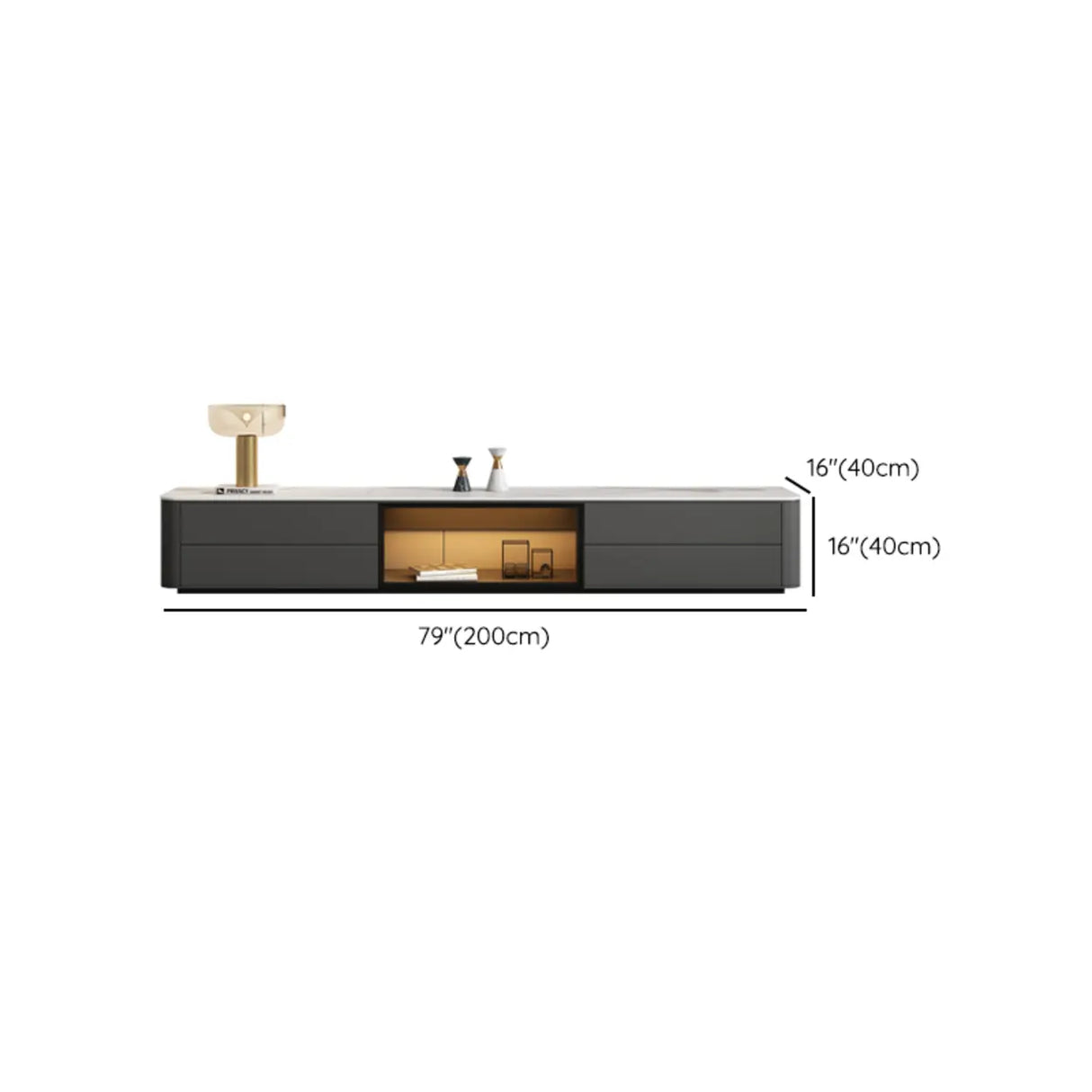 Modern LED TV Stand with Drawers and Glass Cabinet Doors Image - 11