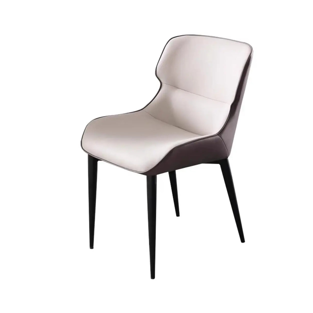Modern Letaher Cushioned Upholstered Wingback Dining Chair Image - 4