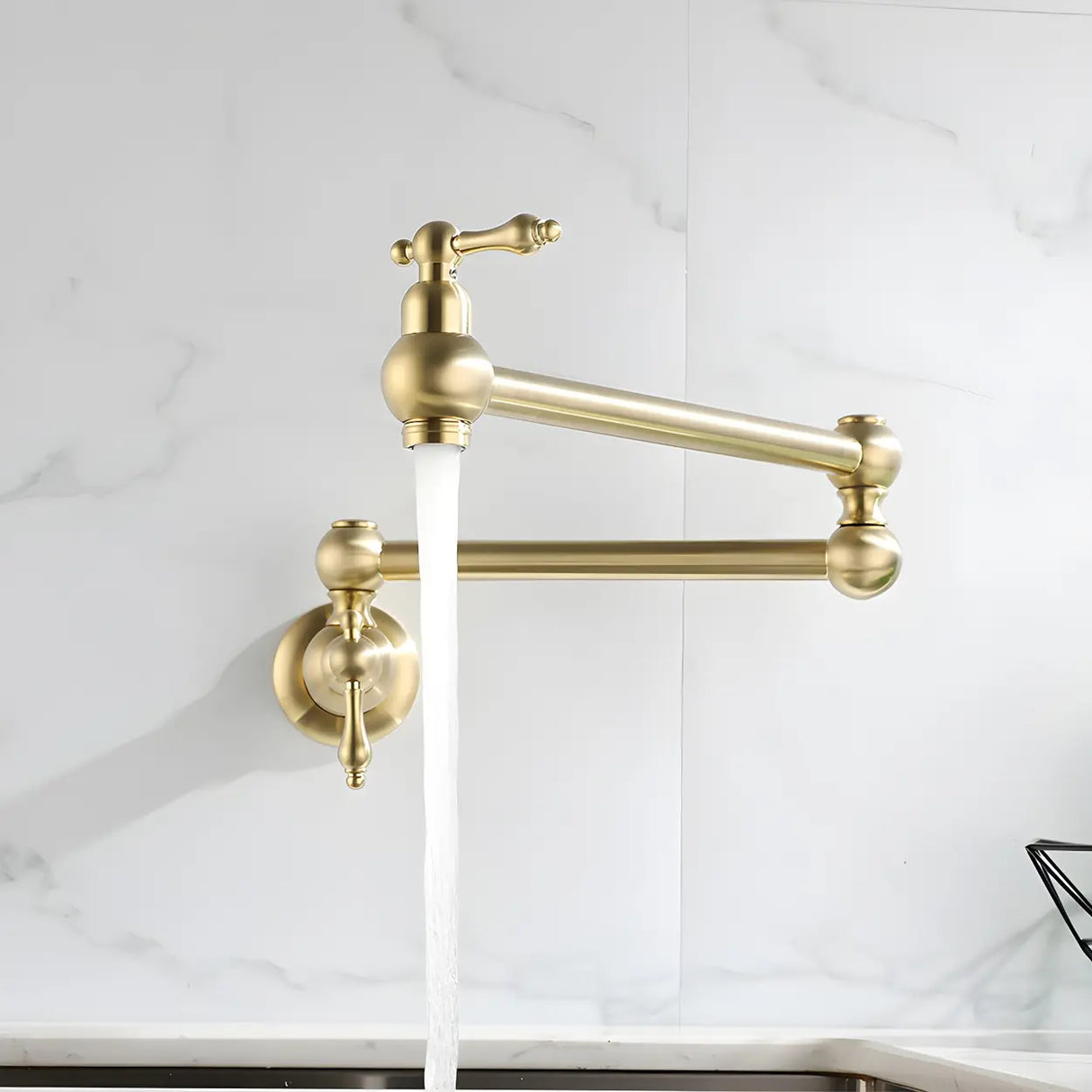 Modern Lever Handles Wall Mount Pot Filler Faucets Image - 1