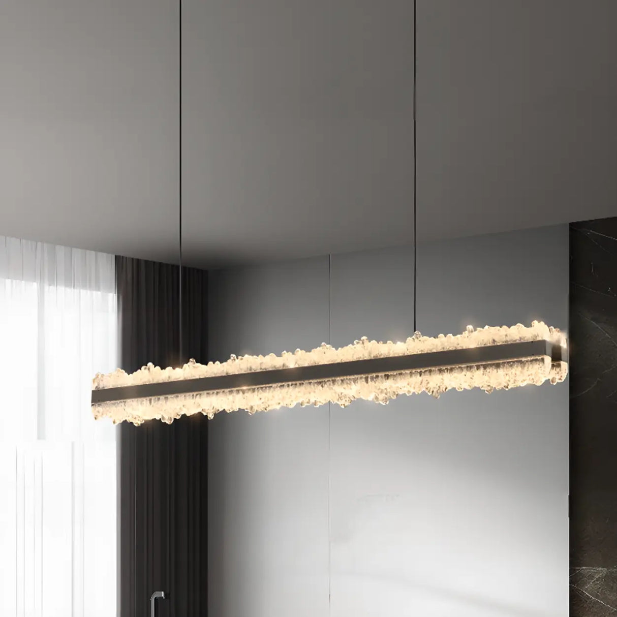 Modern Linear Crystal Chandelier for Dining Room Decor Image - 6