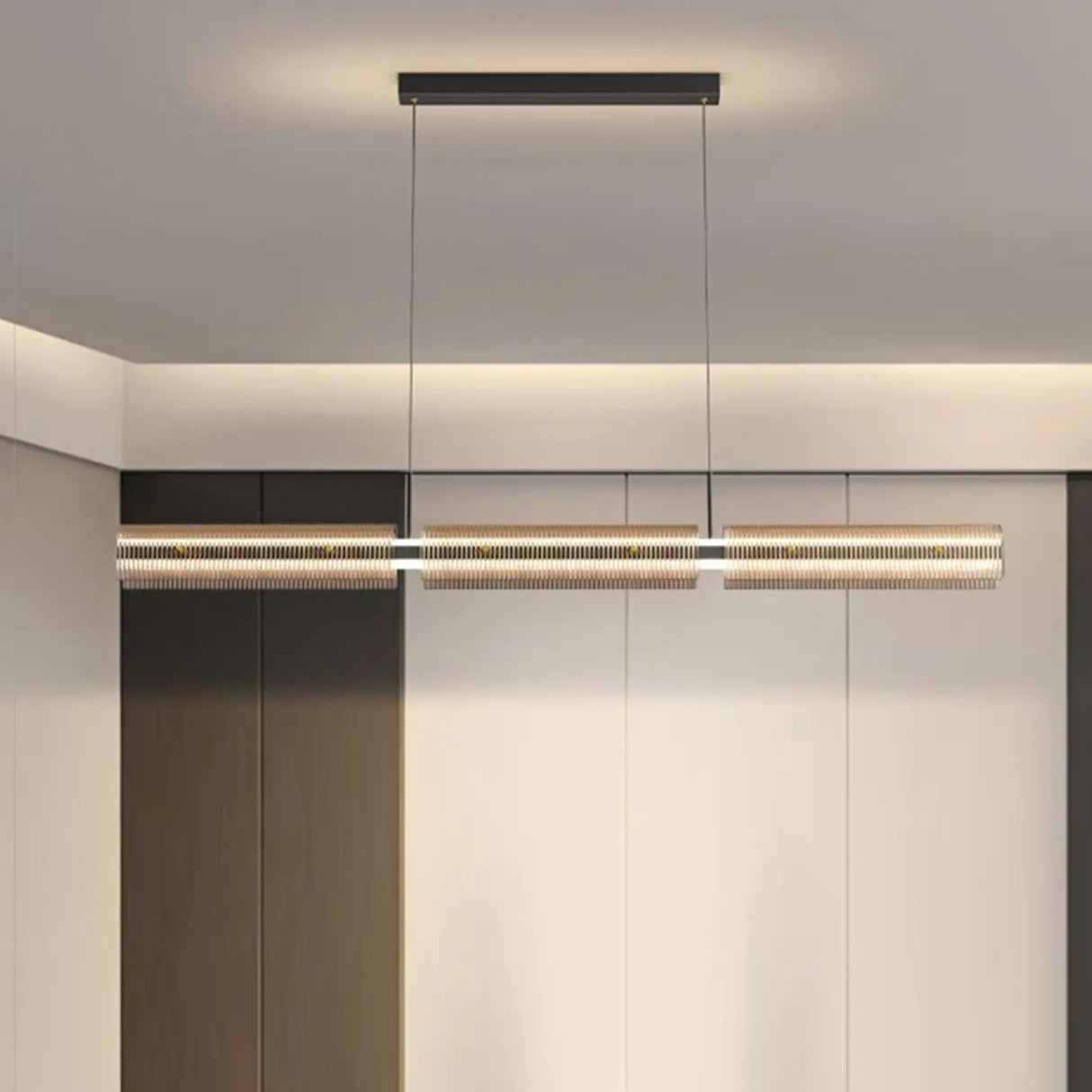 Modern Linear Glass Adjustable Island Pendant Light Image - 4