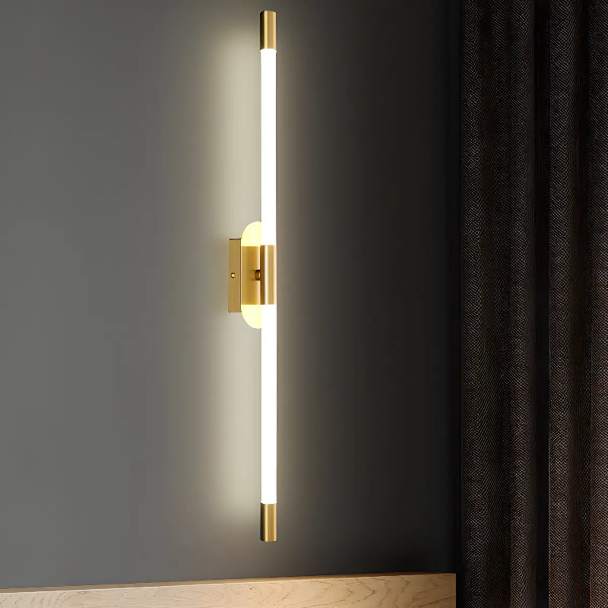 Minimalist Gold Linear LED Metal Wall Light Fixture Image - 1