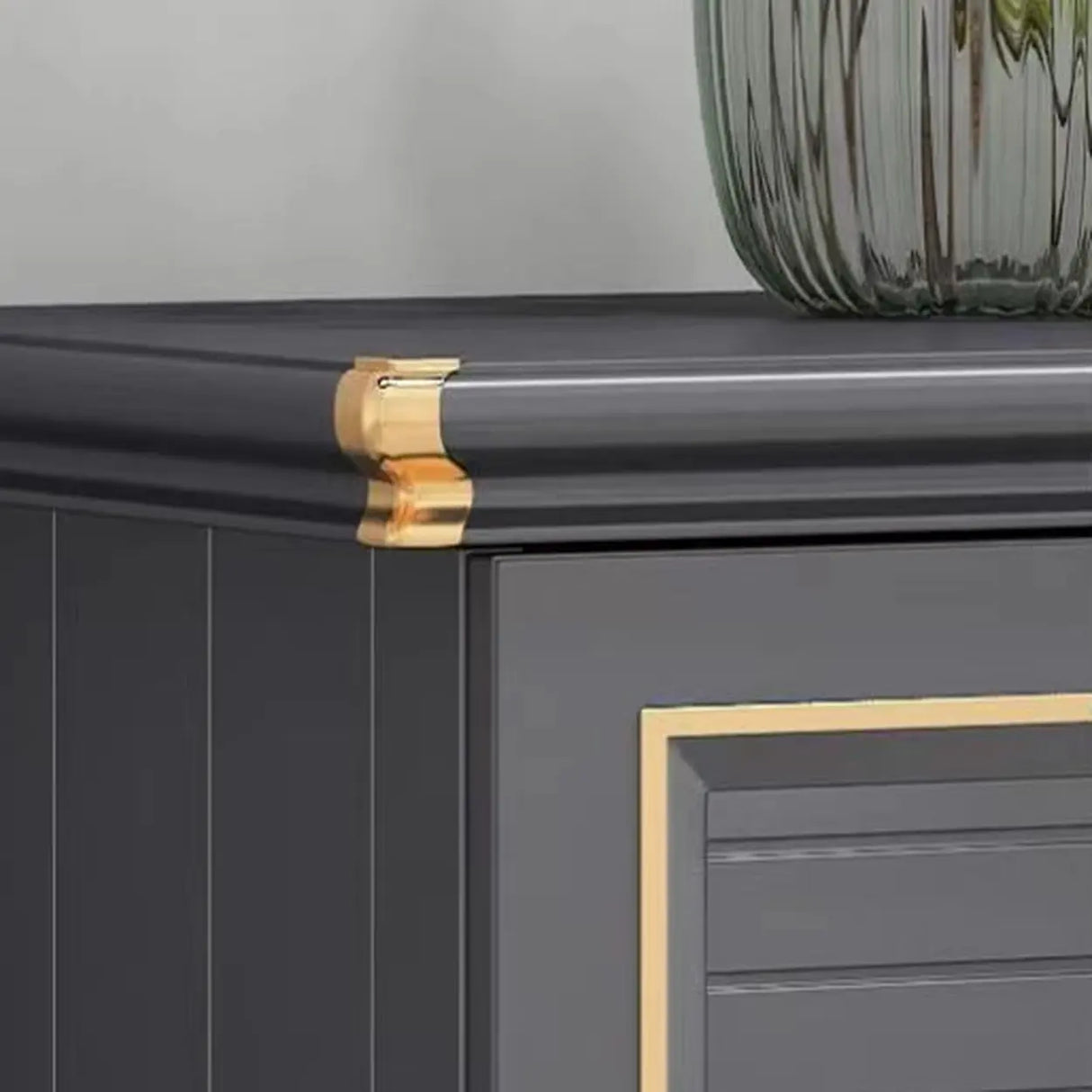 Modern Louver Wooden Entryway Gray Spacious Shoe Cabinet Image - 10