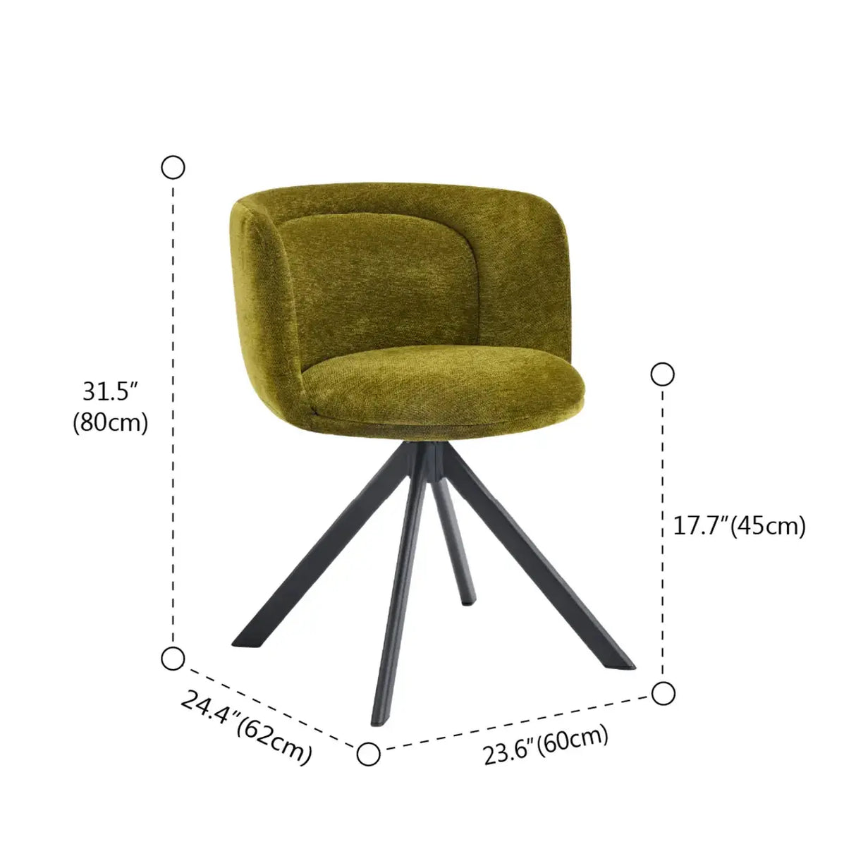 Modern Low Back Fabric Swivel Upholstered Dining Chairs Set of 2 Image - 15