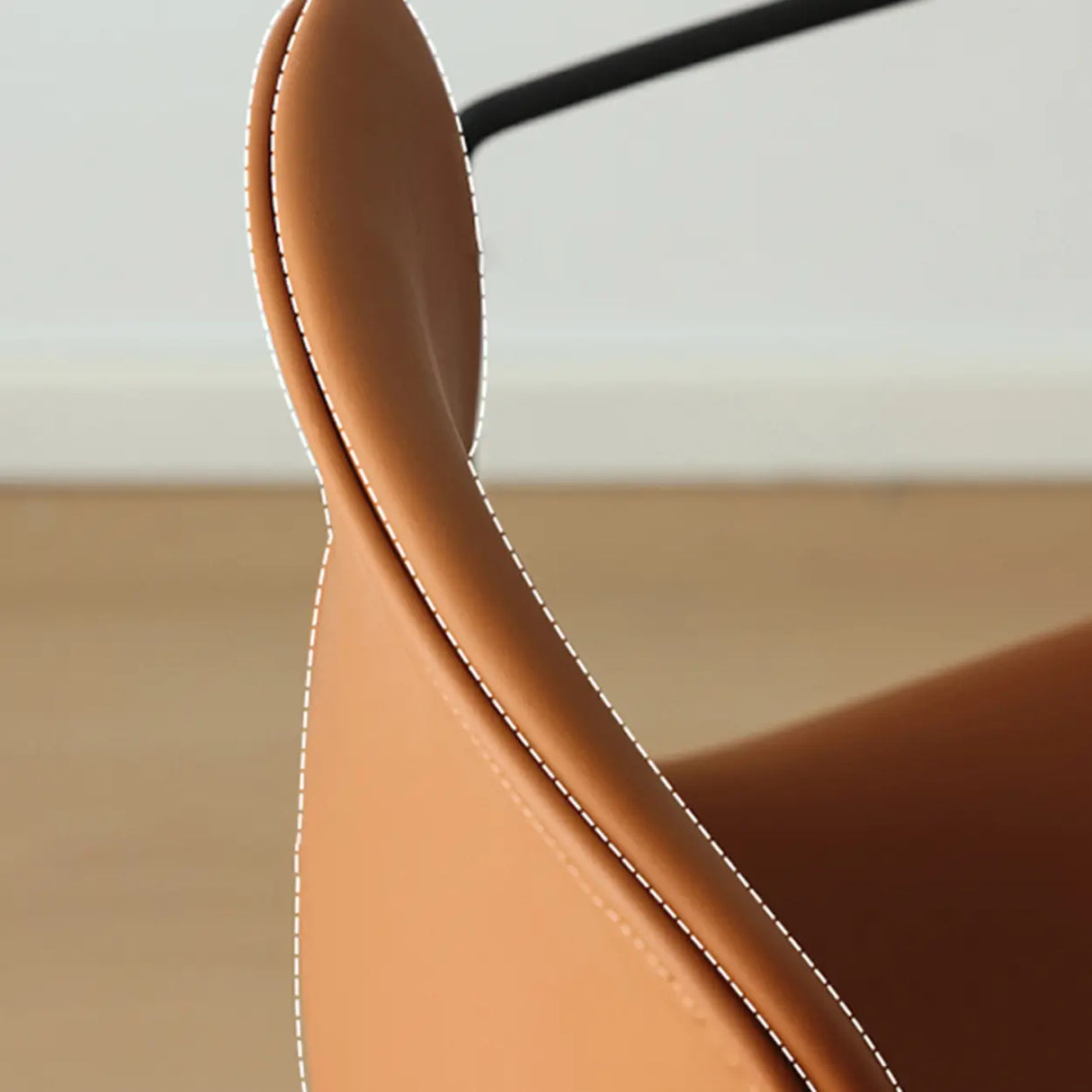 Modern Low-Back Leather Brown Office Chair with Casters Image - 6