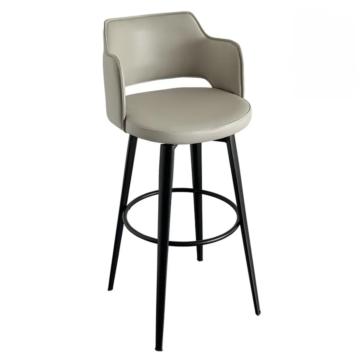 Modern Low Back Leather Counter Height Bar Stool with Footrest Image - 5
