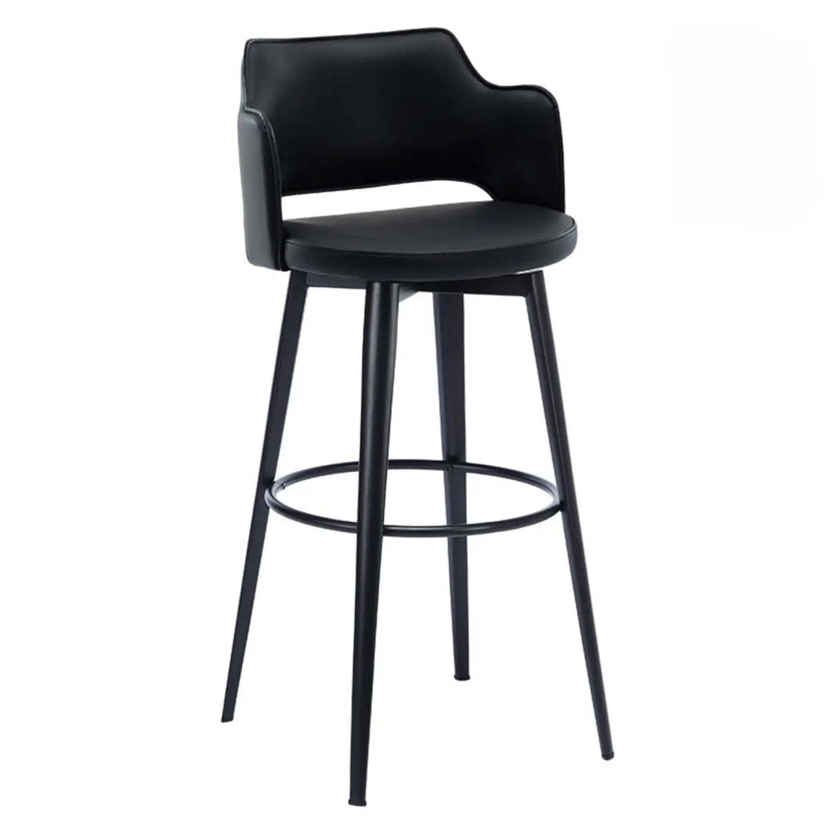 Modern Low Back Leather Counter Height Bar Stool with Footrest Image - 9