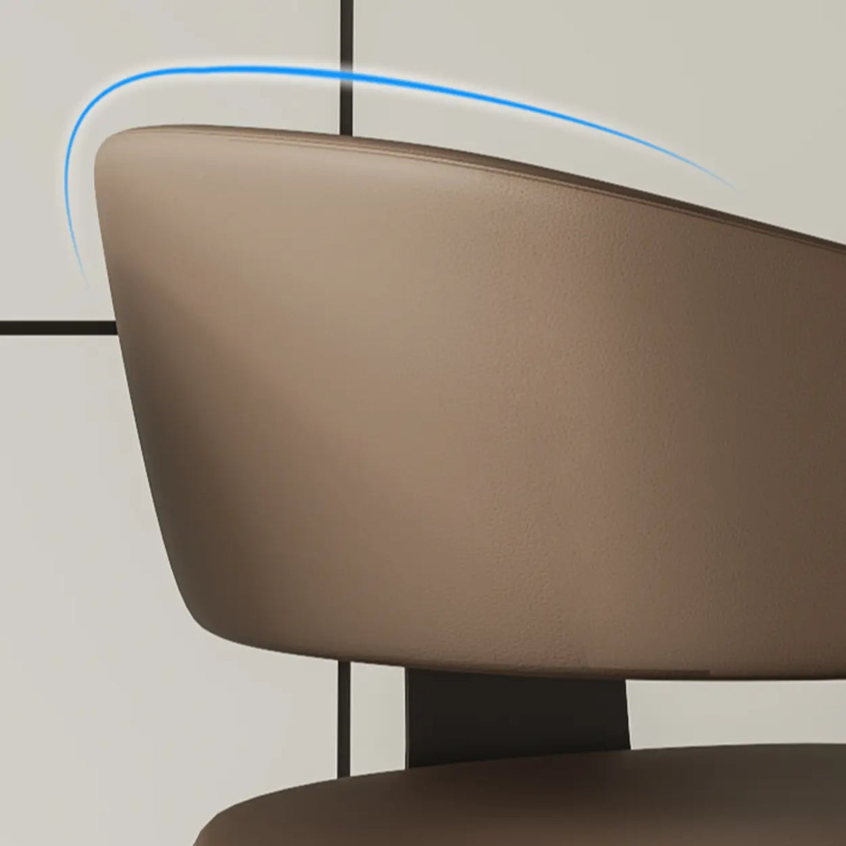 Modern Low Back Leather Dining Chair with Metal Legs Image - 10