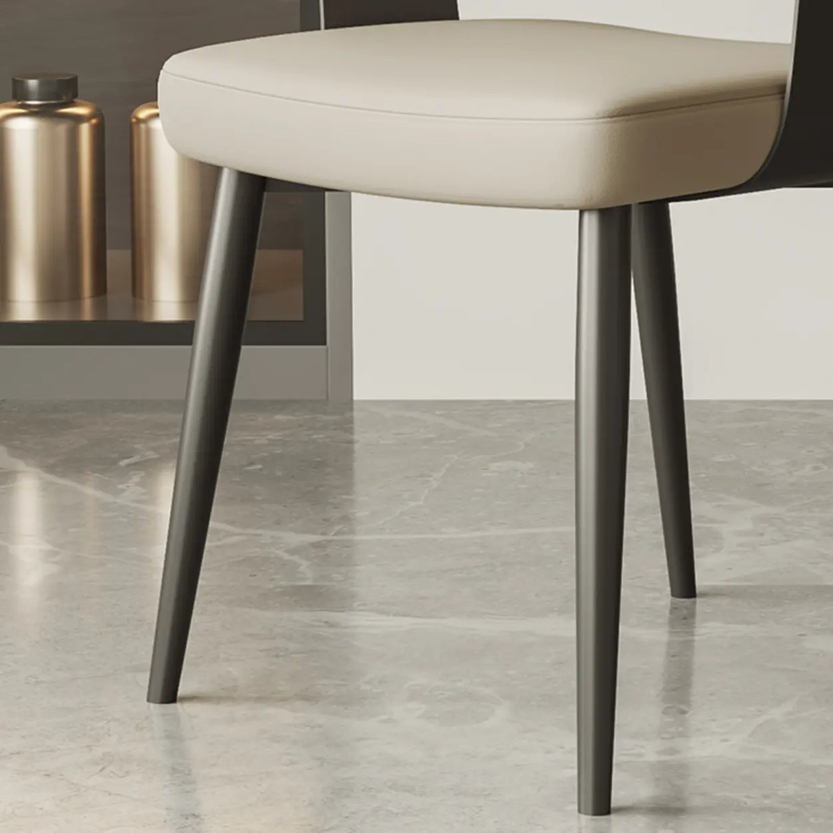 Modern Low Back Leather Dining Chair with Metal Legs Image - 12