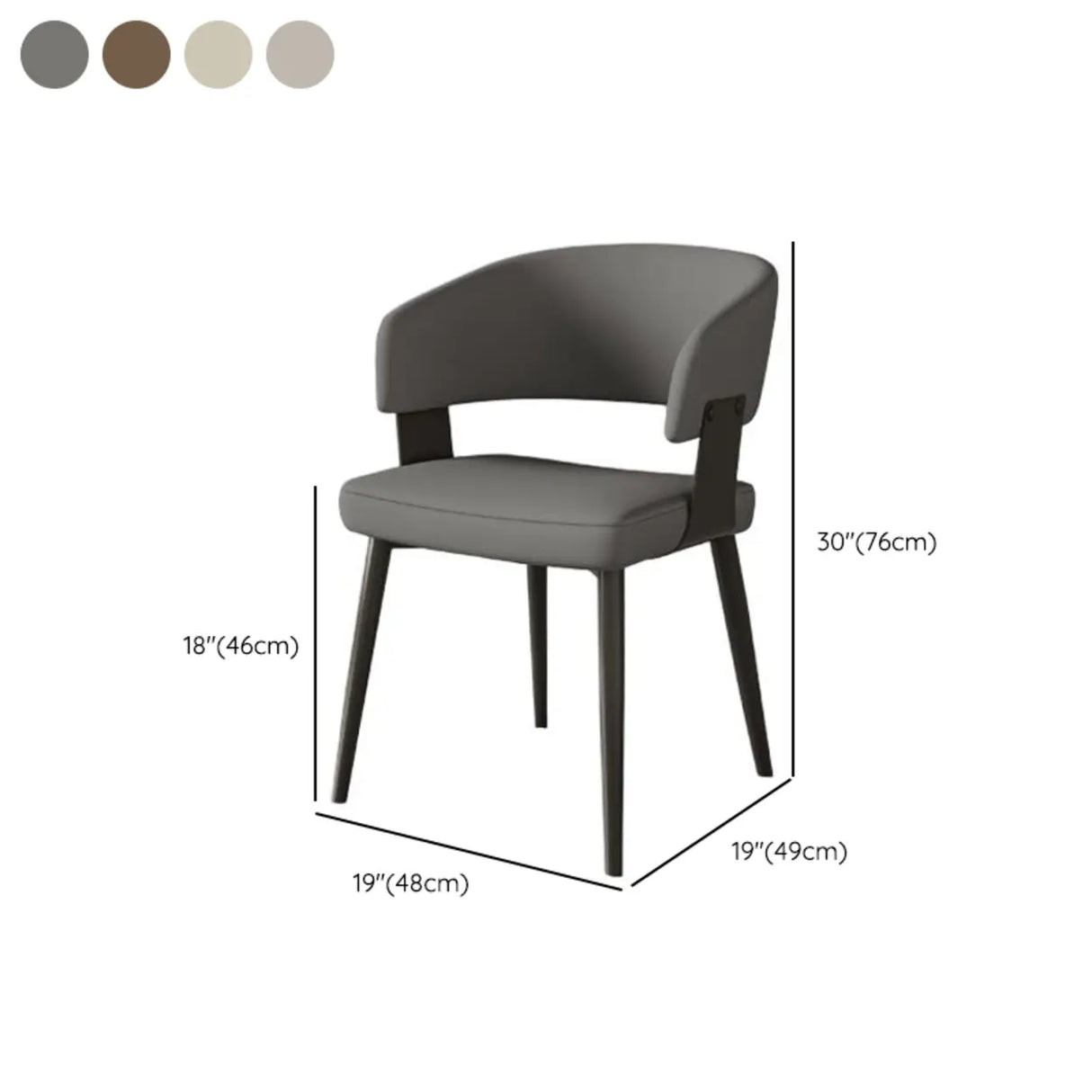 Modern Low Back Leather Dining Chair with Metal Legs