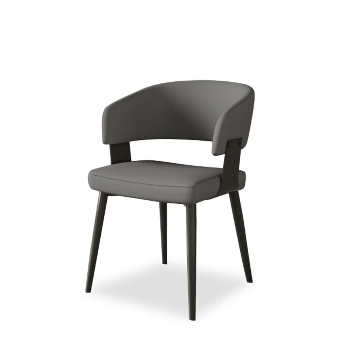 Modern Low Back Leather Dining Chair with Metal Legs Image - 3