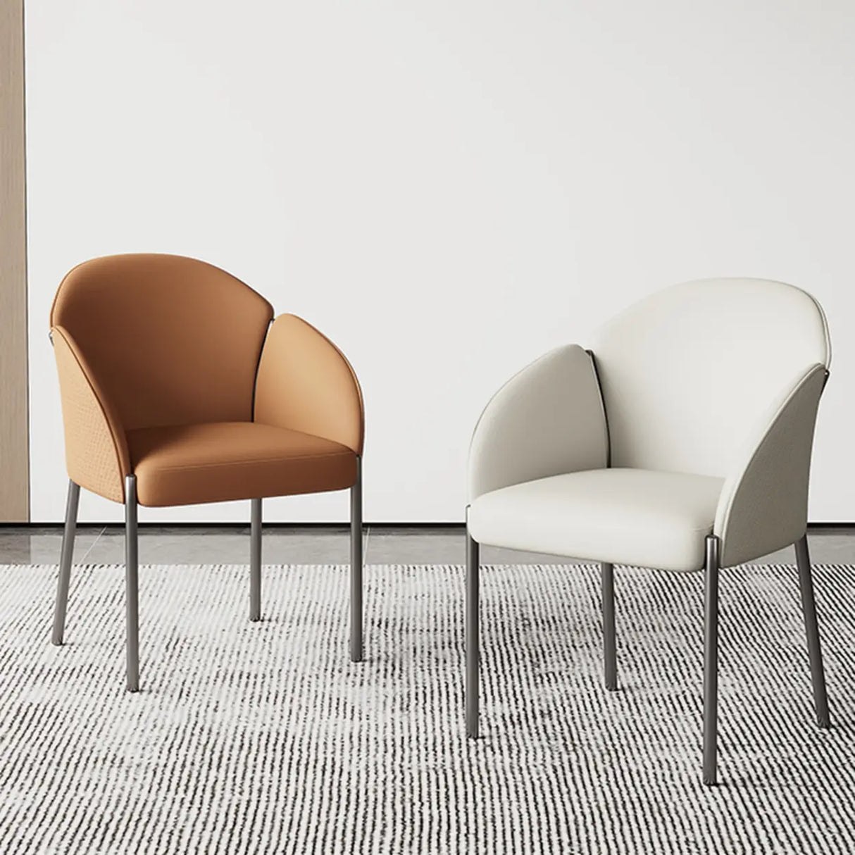 Modern Low Back Leather Upholstered Accent Dining Chair Image - 1