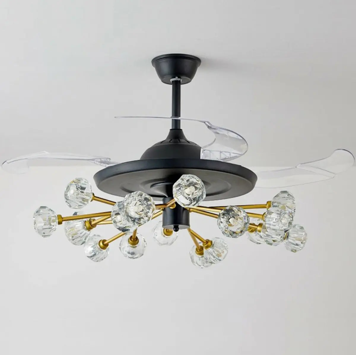 Modern Luxury Crystal Sputnik Chandelier Fan with Light Image - 13