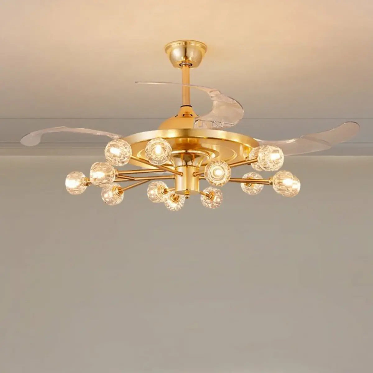 Modern Luxury Crystal Sputnik Chandelier Fan with Light Image - 18