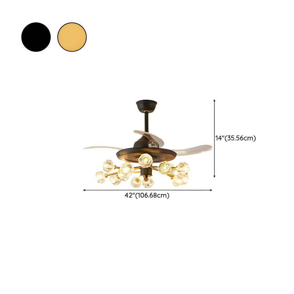 Modern Luxury Crystal Sputnik Chandelier Fan with Light Image - 21