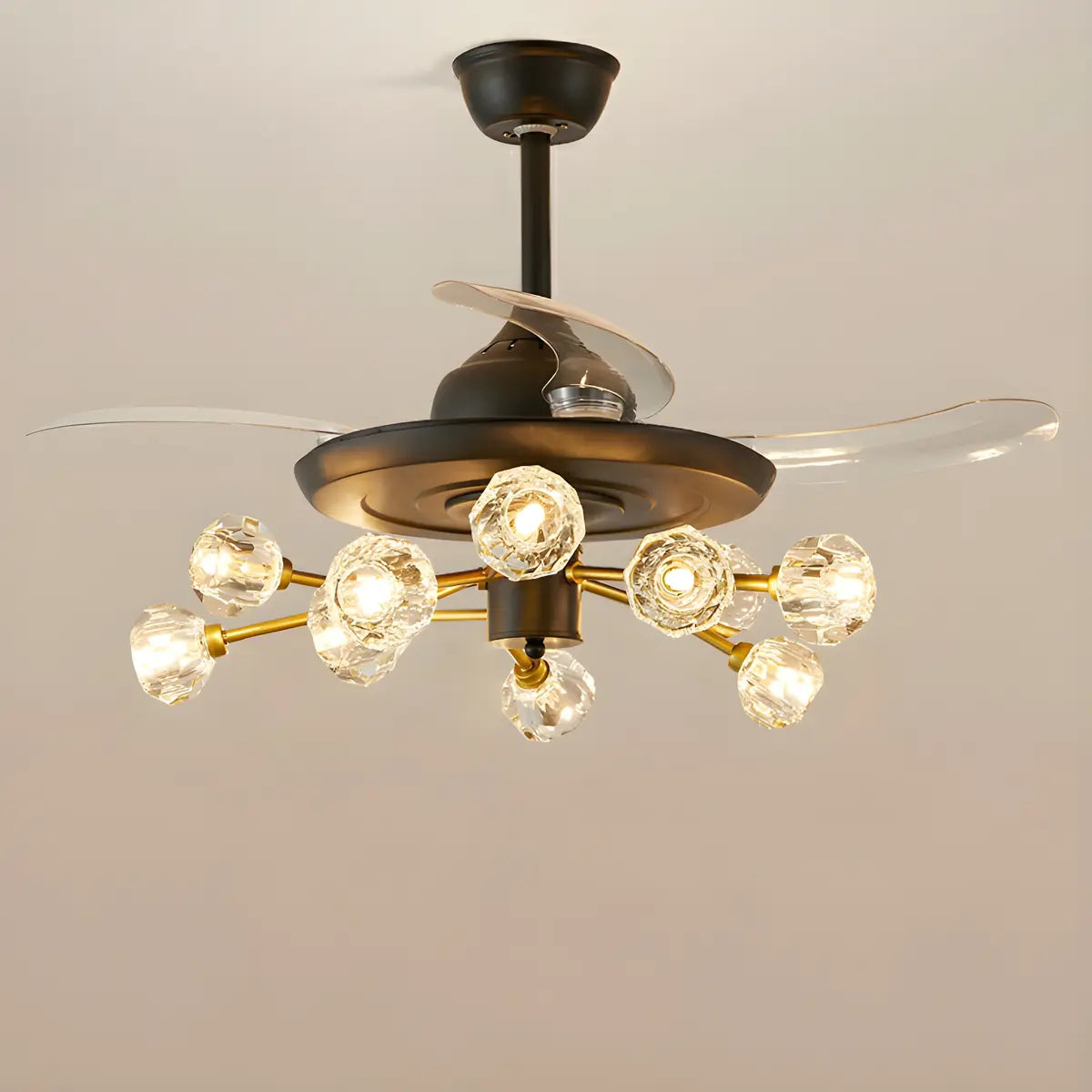Modern Luxury Crystal Sputnik Chandelier Fan with Light Image - 8