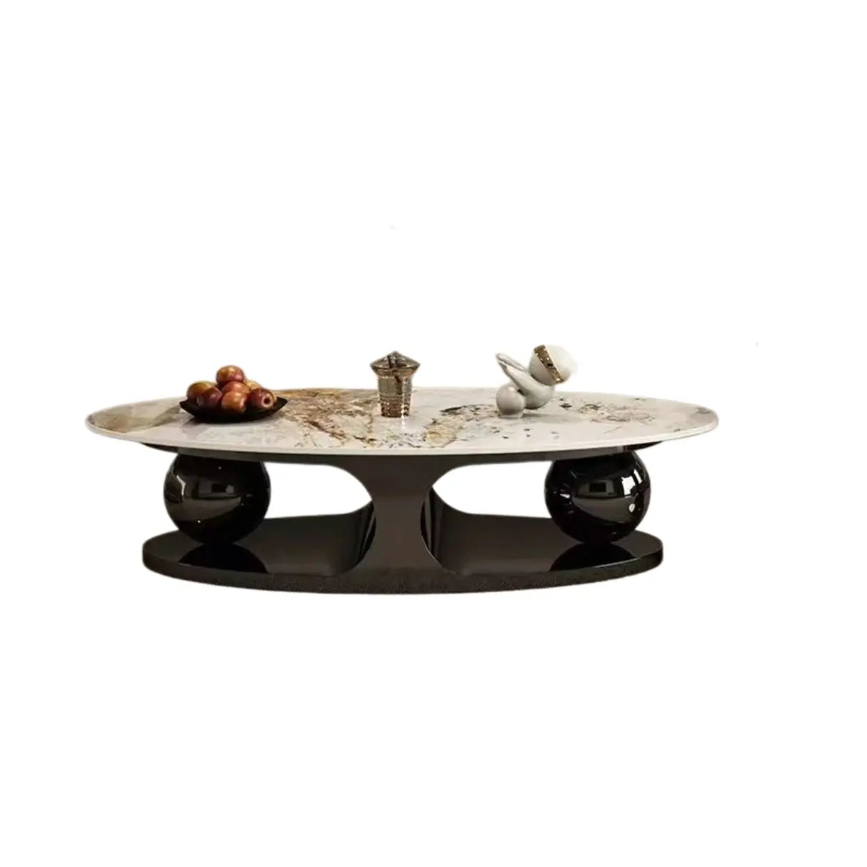Modern Luxury Oval Stone Stain-Resist Coffee Table Image - 4