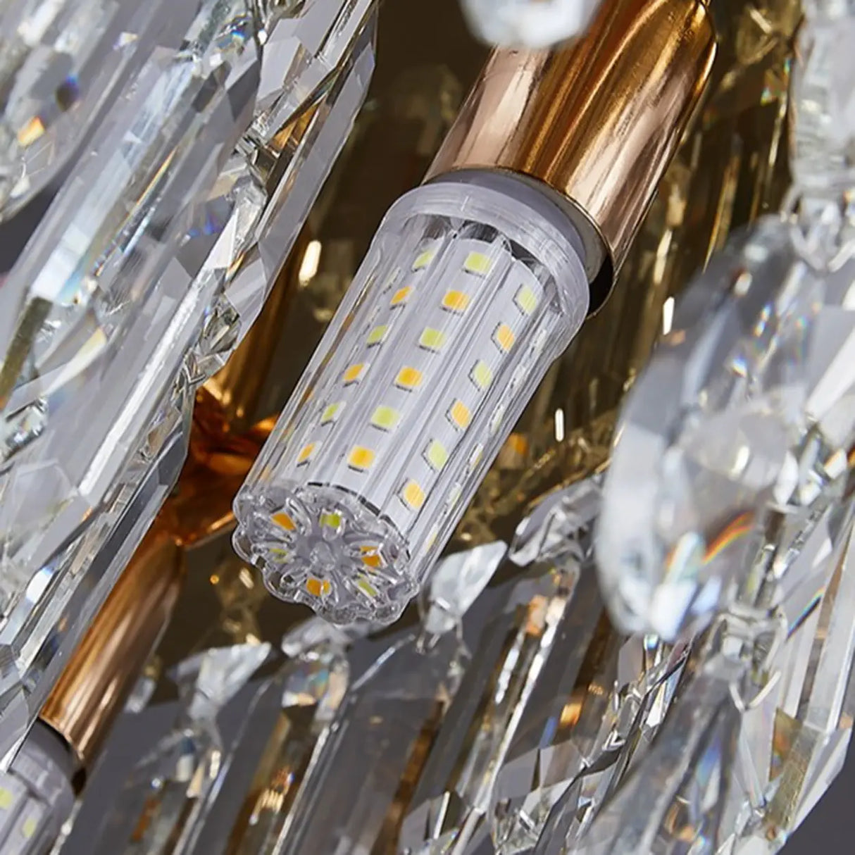 Modern Luxury Round Crystal Gold Hanging Chandelier Image - 13