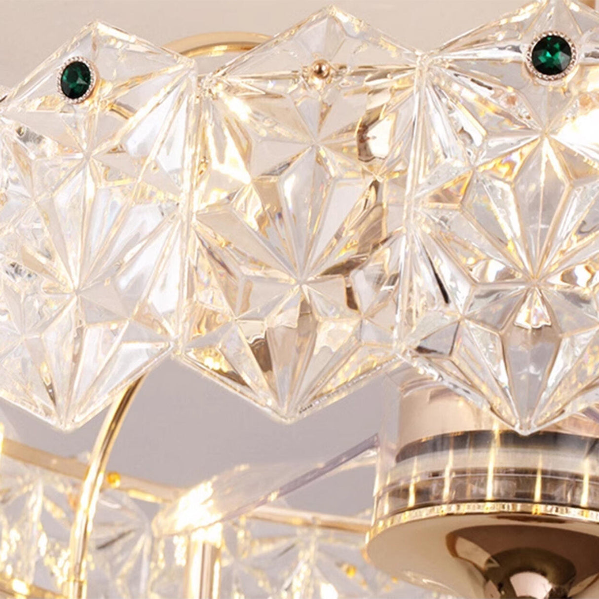 Modern Luxury Round Glass Chandelier Fan with Light Image - 10