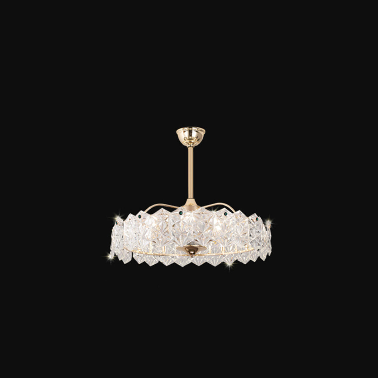 Modern Luxury Round Glass Chandelier Fan with Light Image - 3