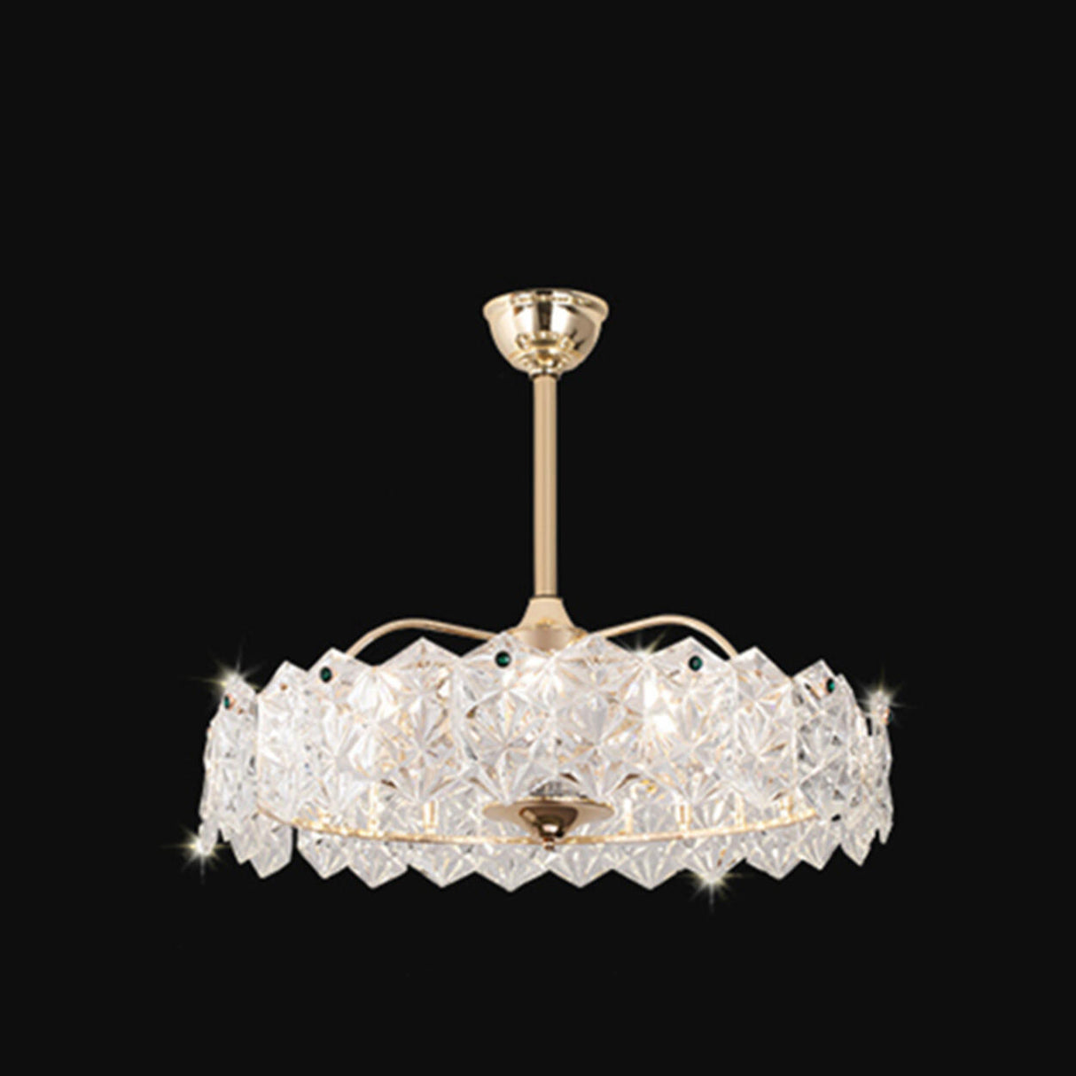 Modern Luxury Round Glass Chandelier Fan with Light Image - 5